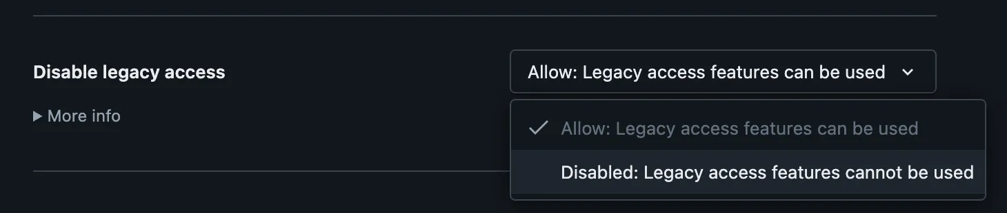 Legacy settings