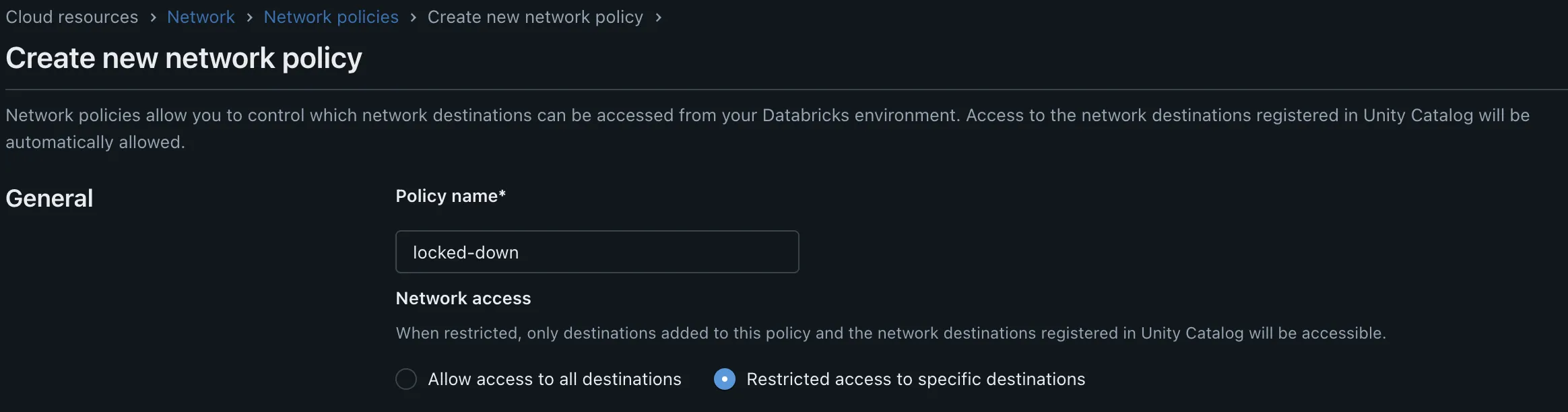 Network Egress settings